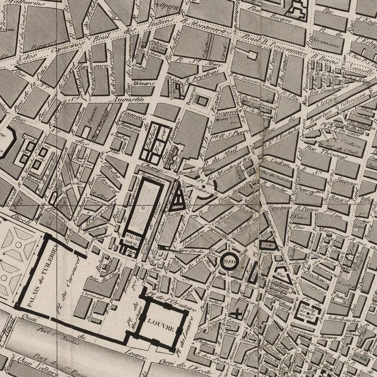 Nouveau plan de la ville de Paris 1828 &copy; David Rumsey Maps